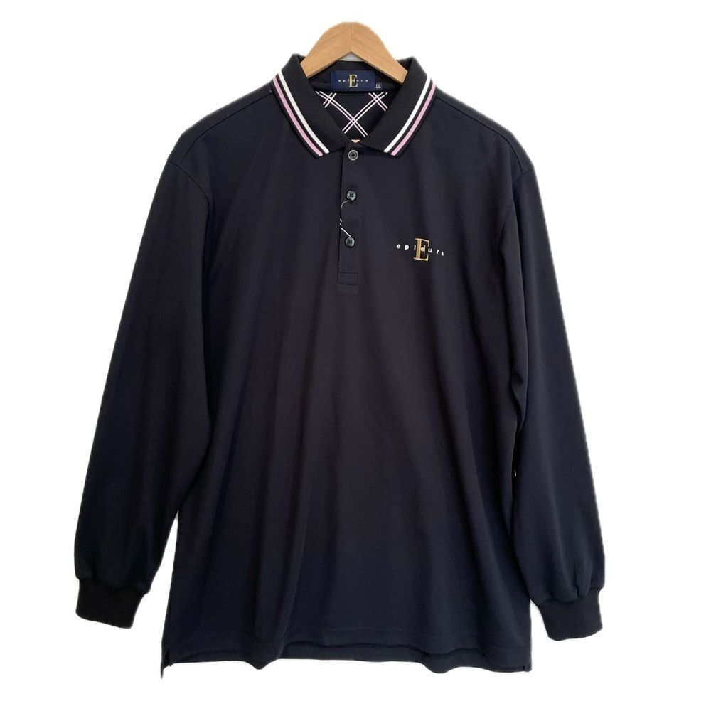 Epicure Long Sleeve Golf Polo Mens Size Large Black Japanese Sweat Wicking NEW